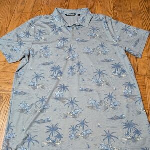 Travis Mathew Pima Cotton Blend Island Gray and Blue Men's Polo. Size XXL